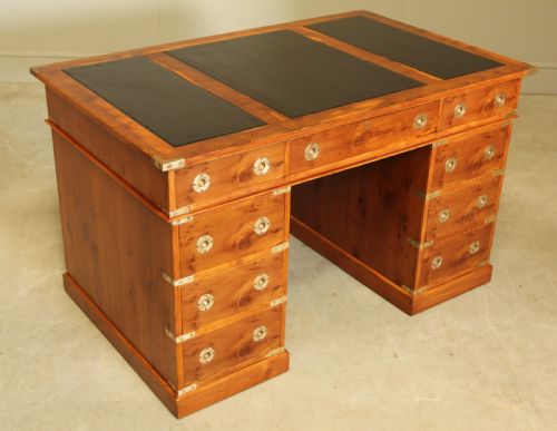 fig 1. AN EARLY 20TH CENTURY YEW TWIN PEDISTAL DESK