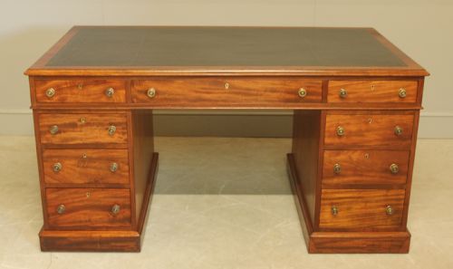 A Maple & Co Mahogany Directors Twin Pedestal Desk