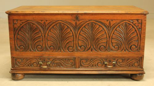 Antique Oak Mule Chest / 18th Century Coffer / Blanket Chest
