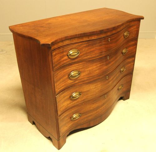 ANTIQUE MAHOGANY SERPENTINE CHEST OF DRAWERS - ADDITIONAL PHOTO 3