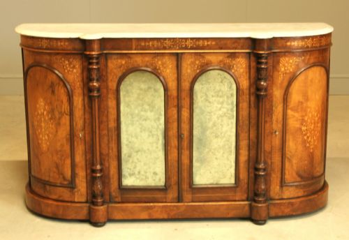 fig 1. A VICTORIAN BURR WALNUT CREDENZA