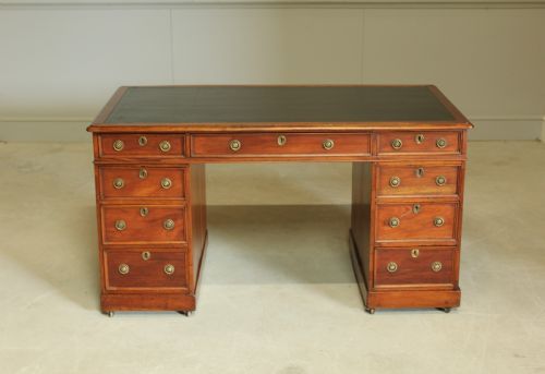 A Late Victorian Walnut Twin Pedestal Desk