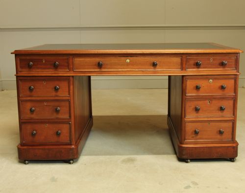 fig 1. A Large Victorian mahogany twin pedestal desk.