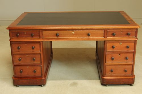 fig 2. A Large Victorian mahogany twin pedestal desk.