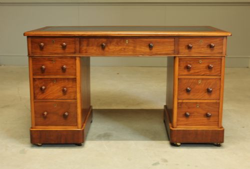 A Victorian Walnut Twin Pedistal Writing Desk.