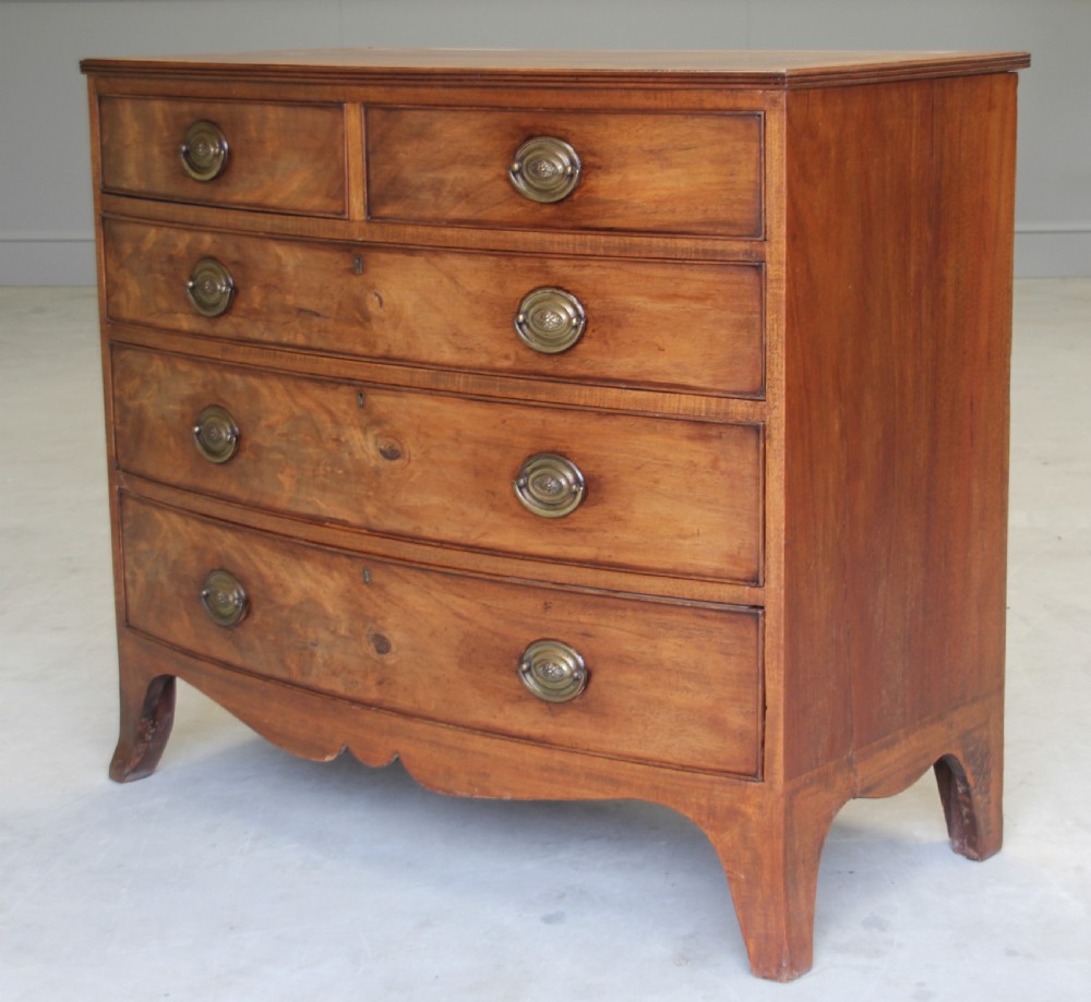 A 19th century mahogany bow fronted chest of drawers. View III