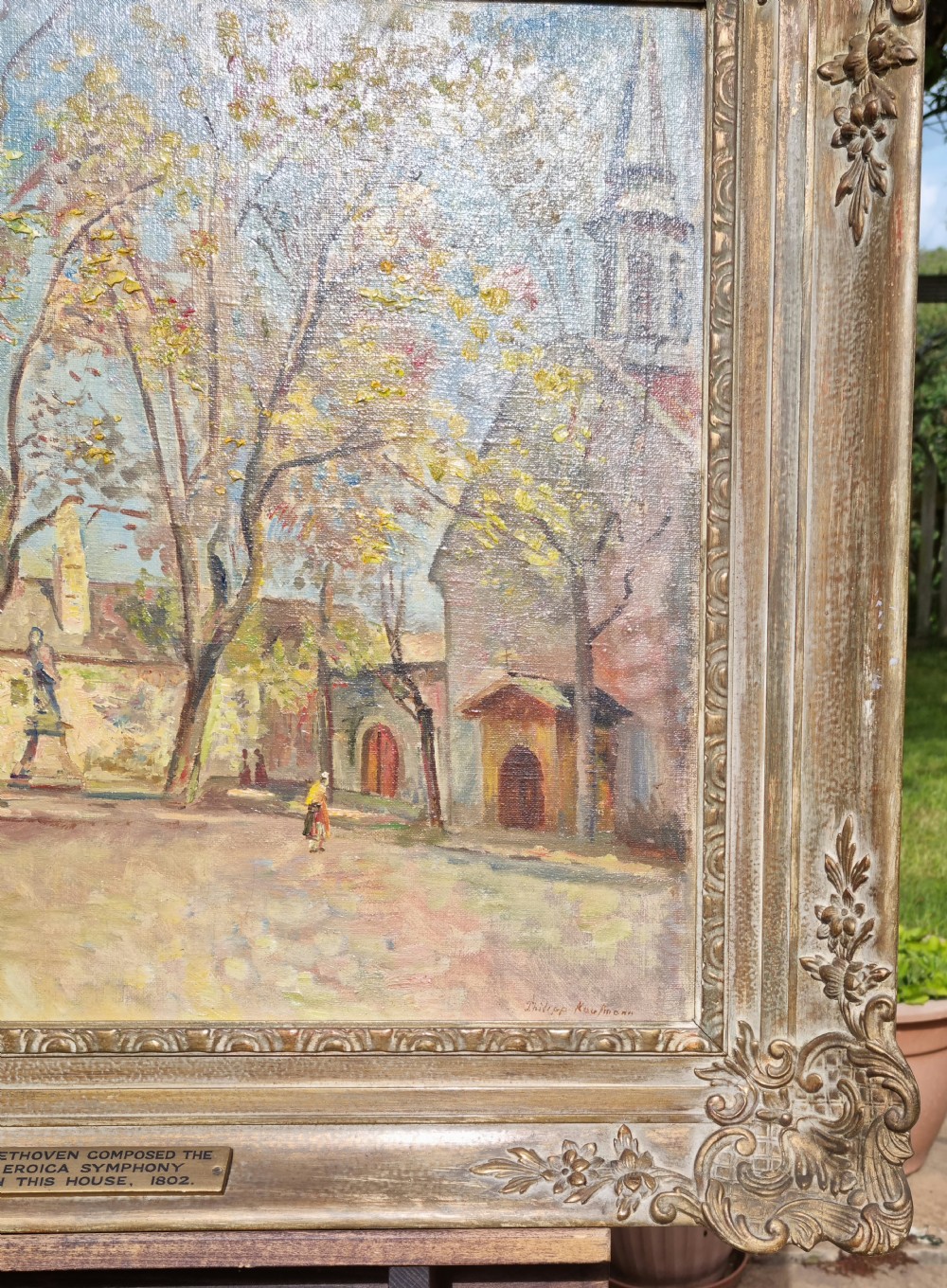 A carved framed oil on canvas. View IV