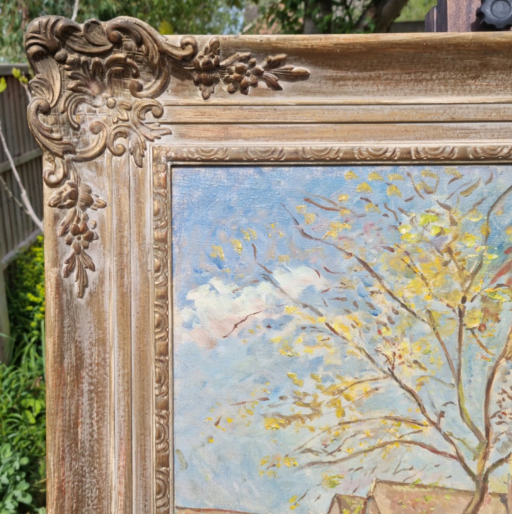 A carved framed oil on canvas. View VI