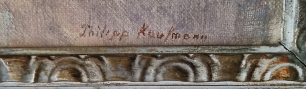 A carved framed oil on canvas. View VII