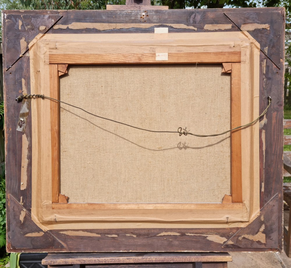 A carved framed oil on canvas. View IX