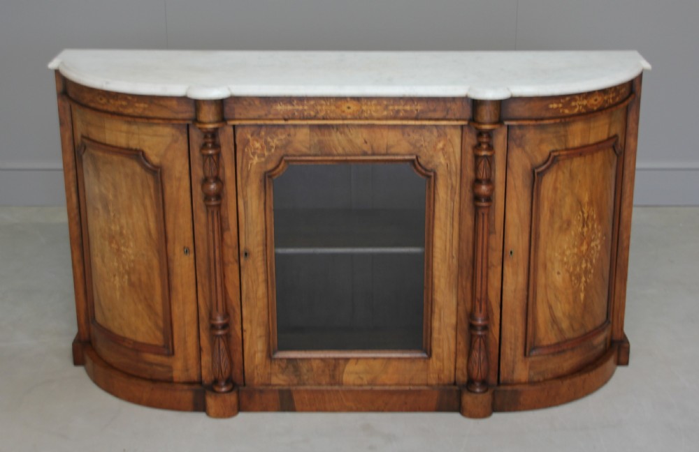 A VICTORIAN BURR WALNUT CREDENZA. View II