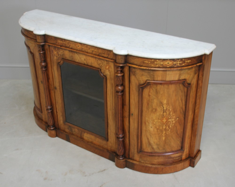 A VICTORIAN BURR WALNUT CREDENZA. View IV