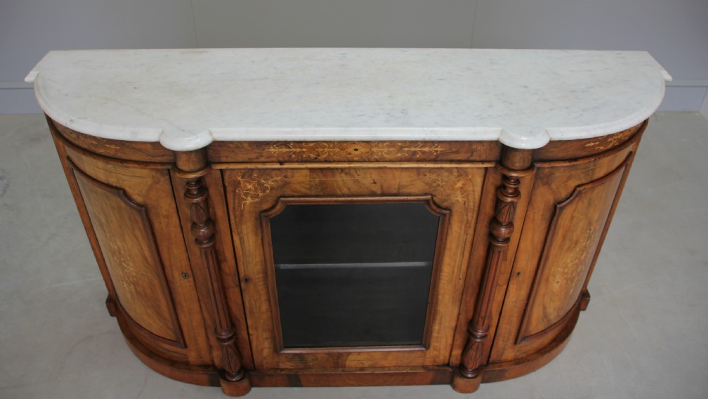 A VICTORIAN BURR WALNUT CREDENZA. View VII