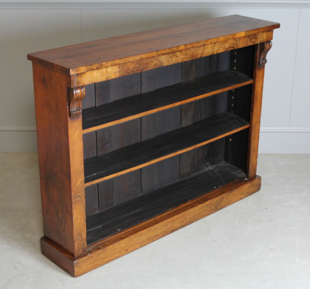 A VICTORIAN BURR WALNUT OPEN BOOKCASE View II
