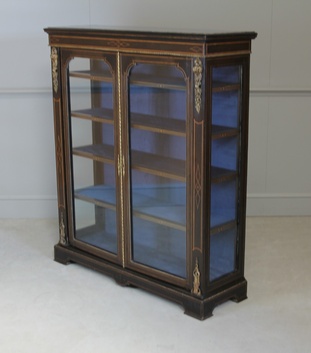 A VICTORIAN EBONIZED DISPLAY CABINET  View V