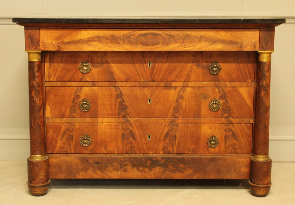 19TH CENTURY FRENCH MAHOGANY MARBLE TOP COMMODE