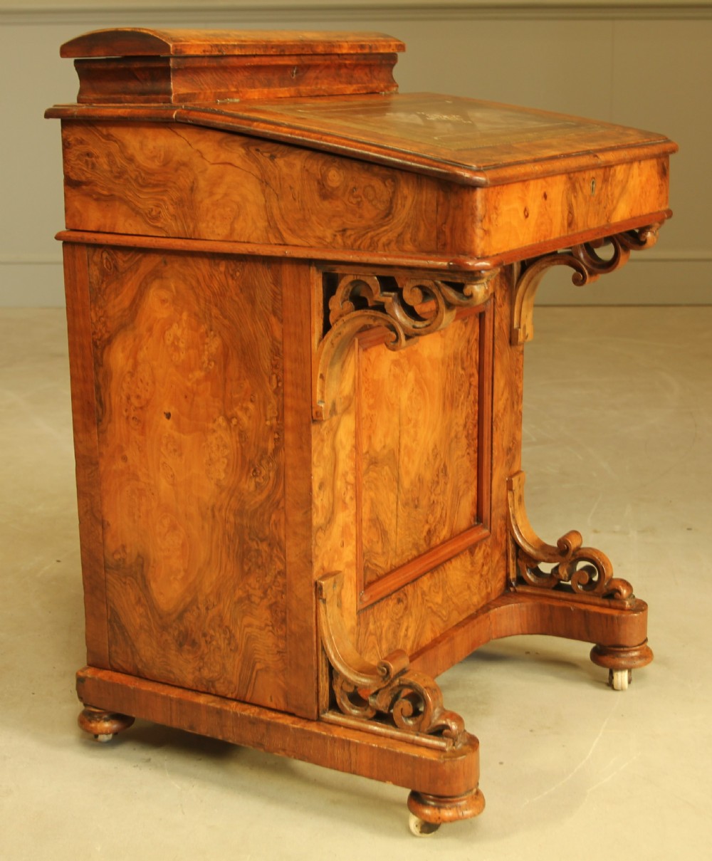 A VICTORIAN BURR WALNUT DAVENPORT View III