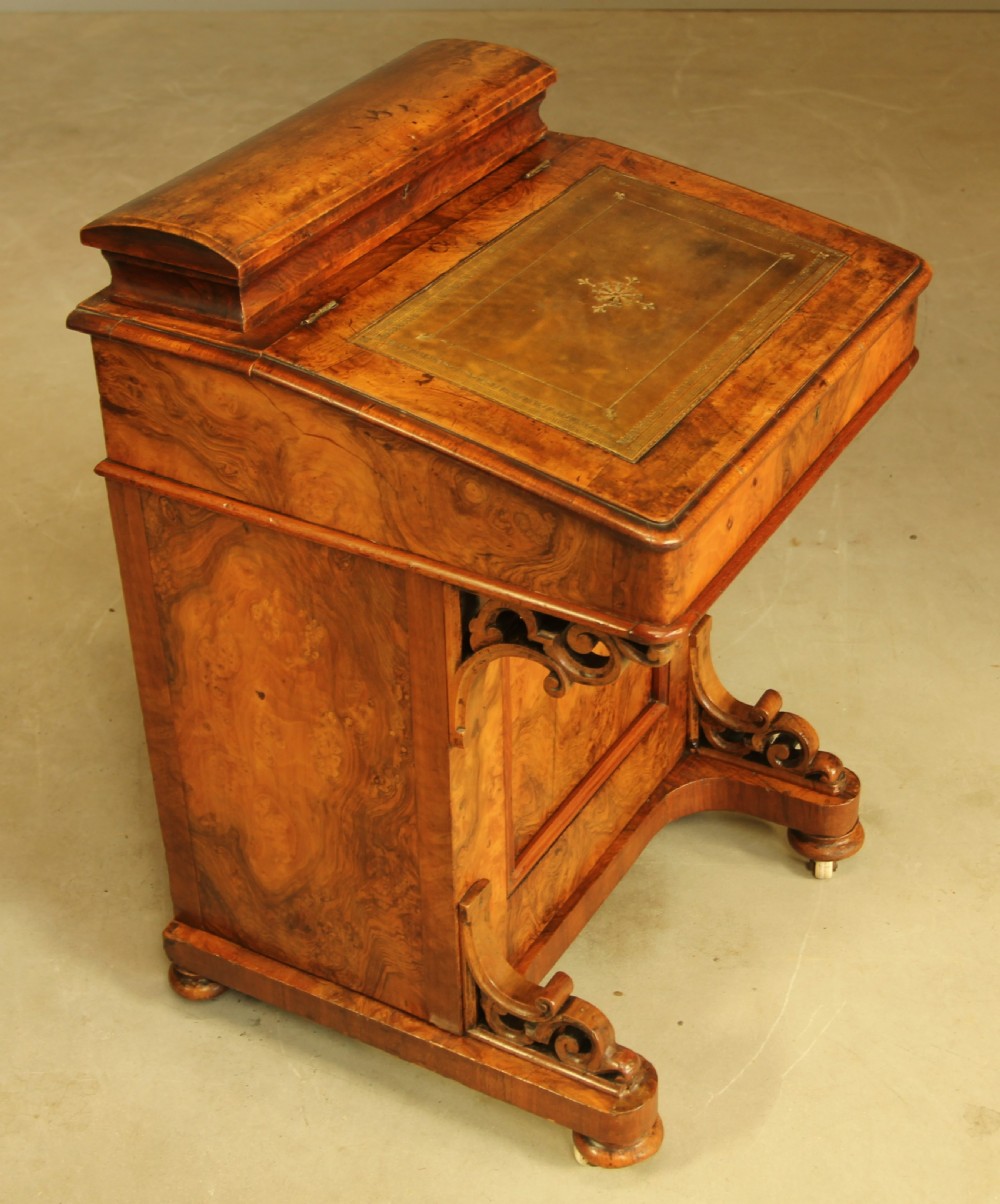 A VICTORIAN BURR WALNUT DAVENPORT View V