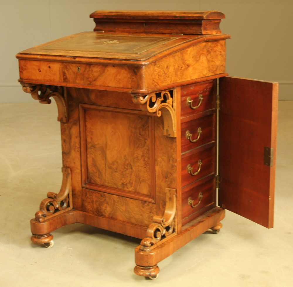 A VICTORIAN BURR WALNUT DAVENPORT View VI