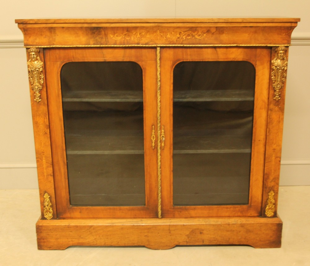 VICTORIAN BURR WALNUT DISPLAY CABINET