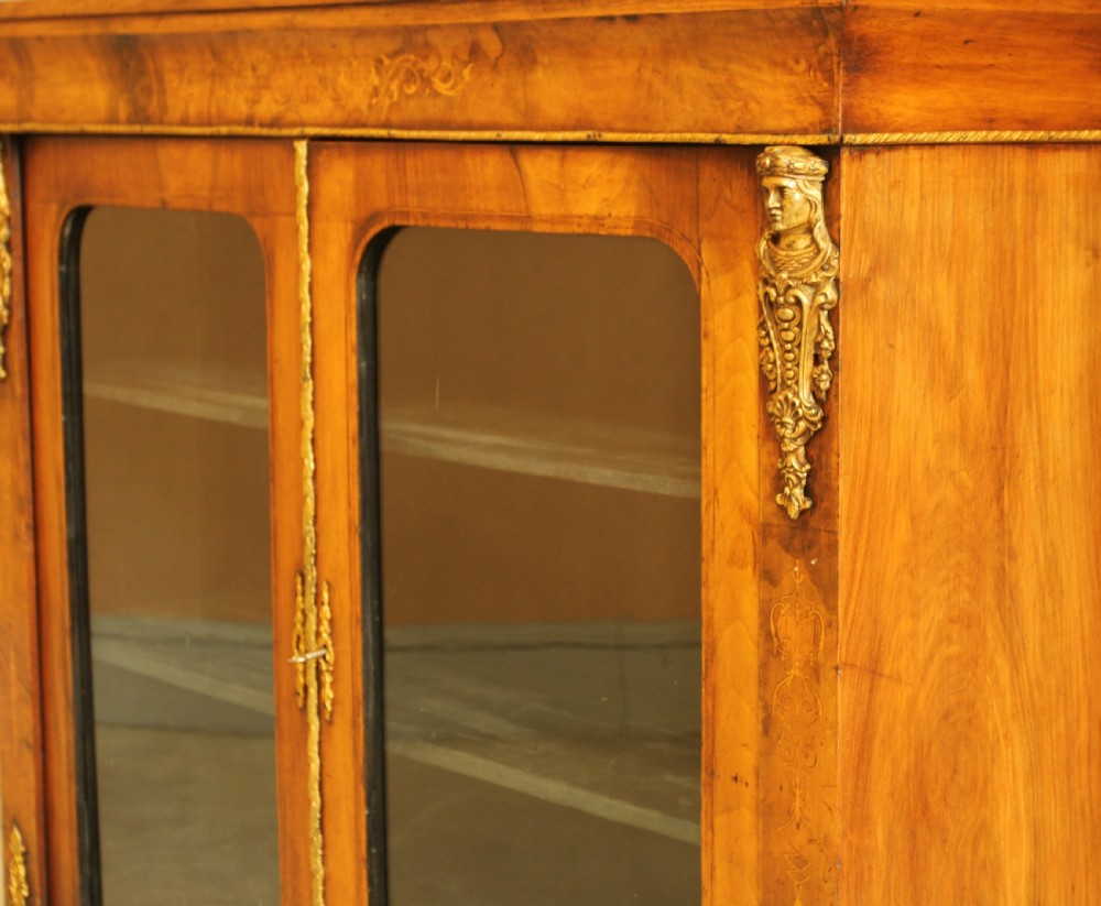 VICTORIAN BURR WALNUT DISPLAY CABINET View X