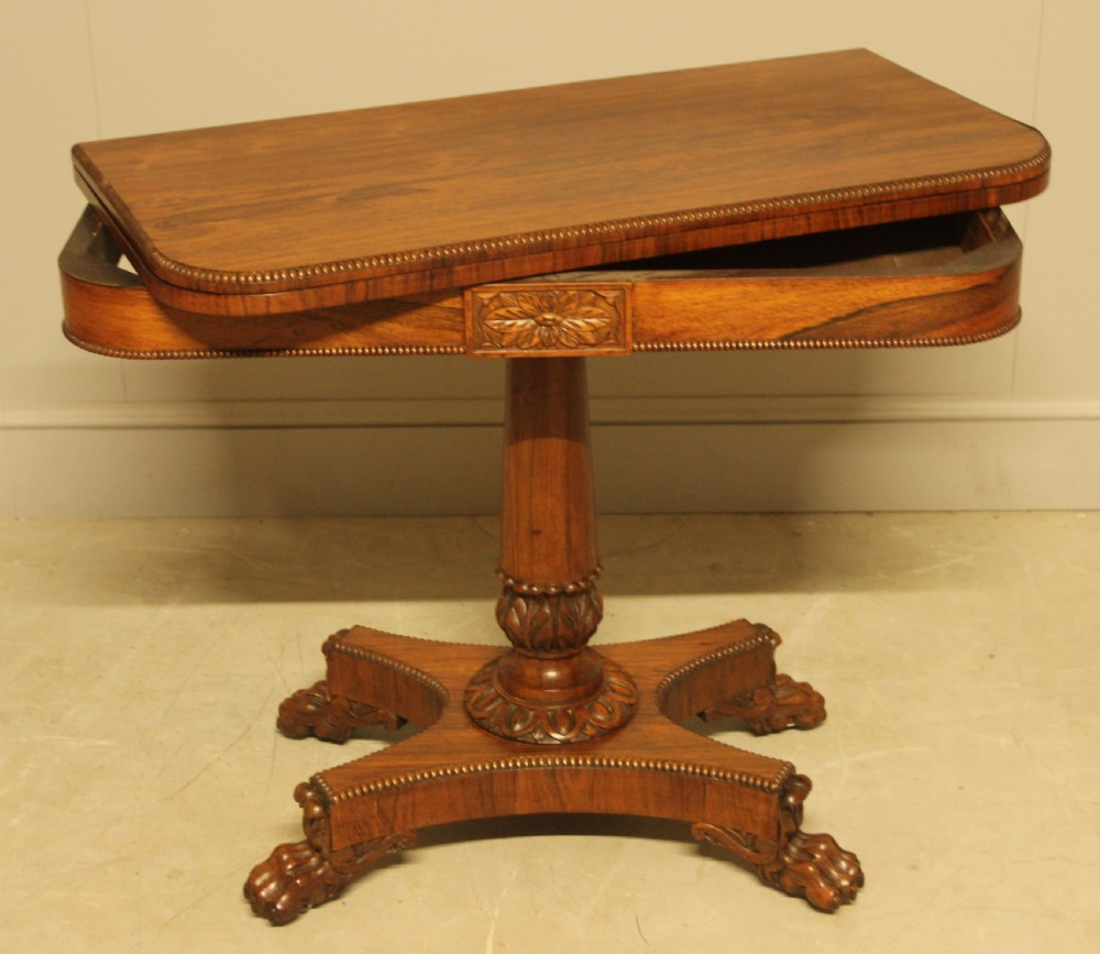 A 19TH CENTURY ROSEWOOD CARD TABLE View VIII