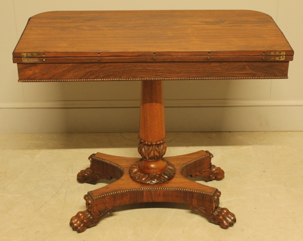A 19TH CENTURY ROSEWOOD CARD TABLE View X