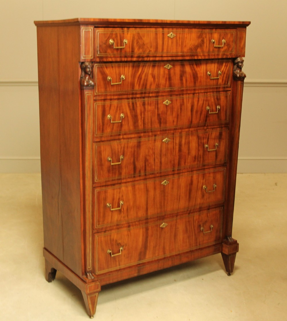 An 19th century French brass inlay mahogany chest of drawers.  View III