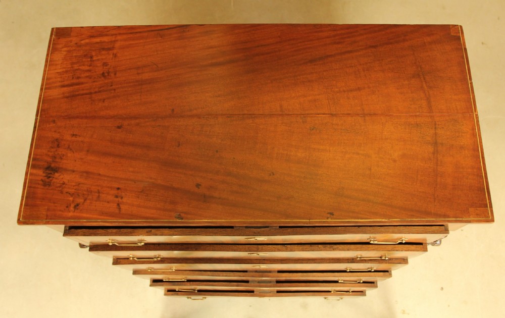An 19th century French brass inlay mahogany chest of drawers.  View VII