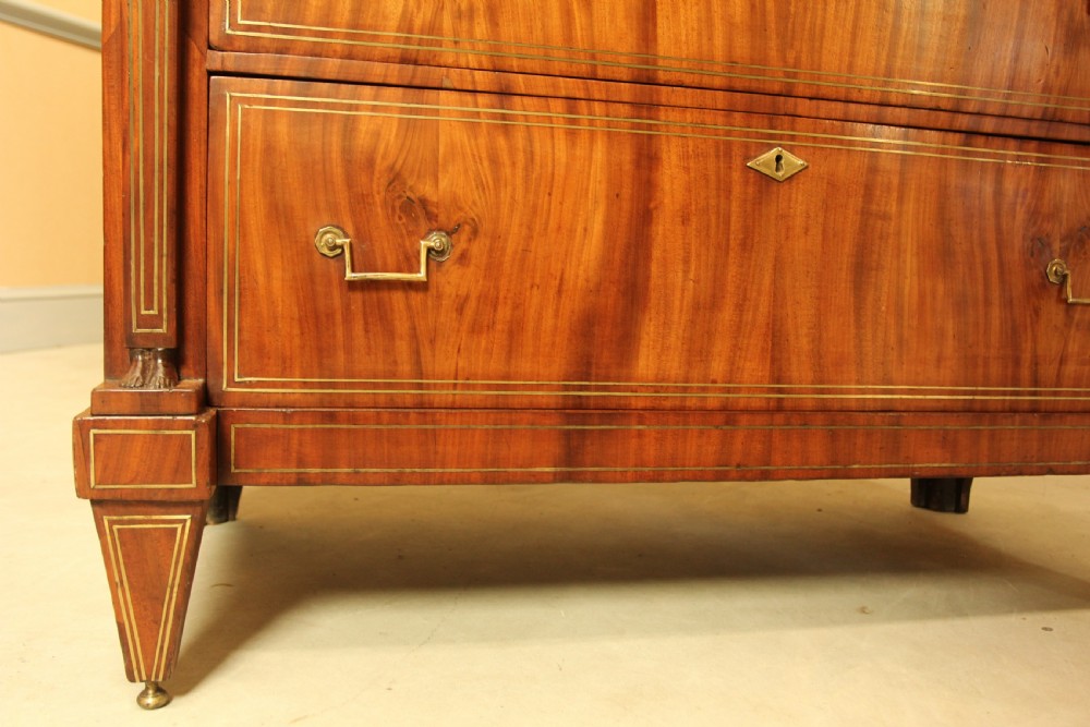 An 19th century French brass inlay mahogany chest of drawers.  View X