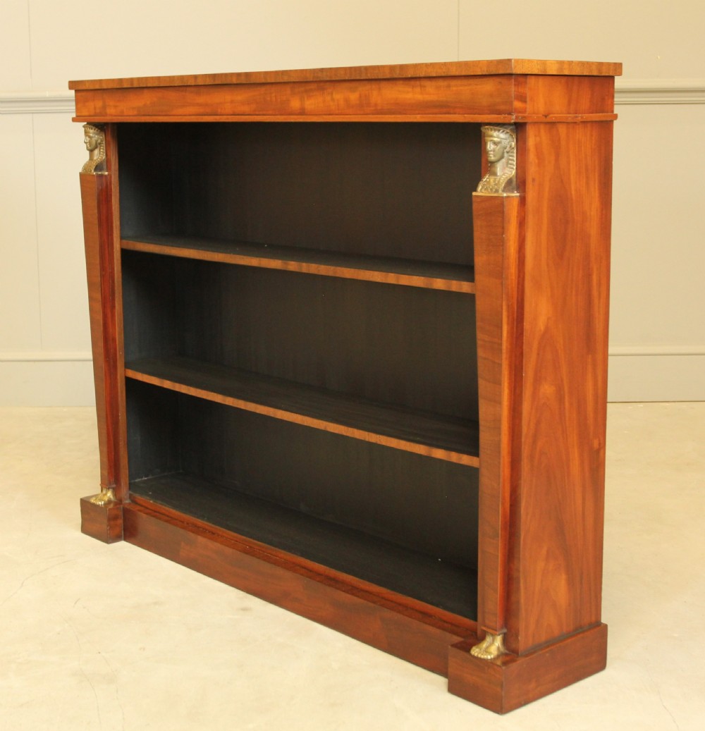 An early 20th century mahogany open bookcase. View III
