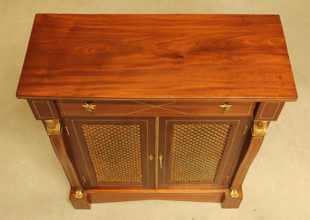 A 19TH CENTURY MAHOGANY SIDE CABINET. View IX