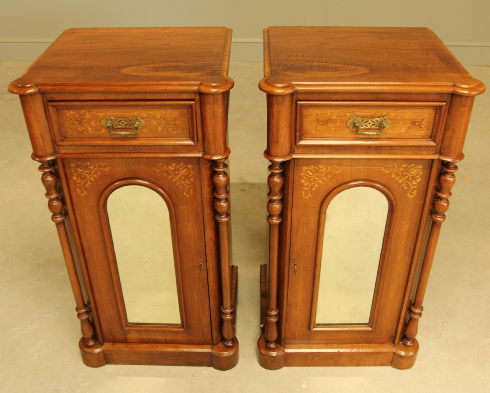 A LARGE PAIR OF WALNUT VICTORIAN BEDSIDE CABINETS View II