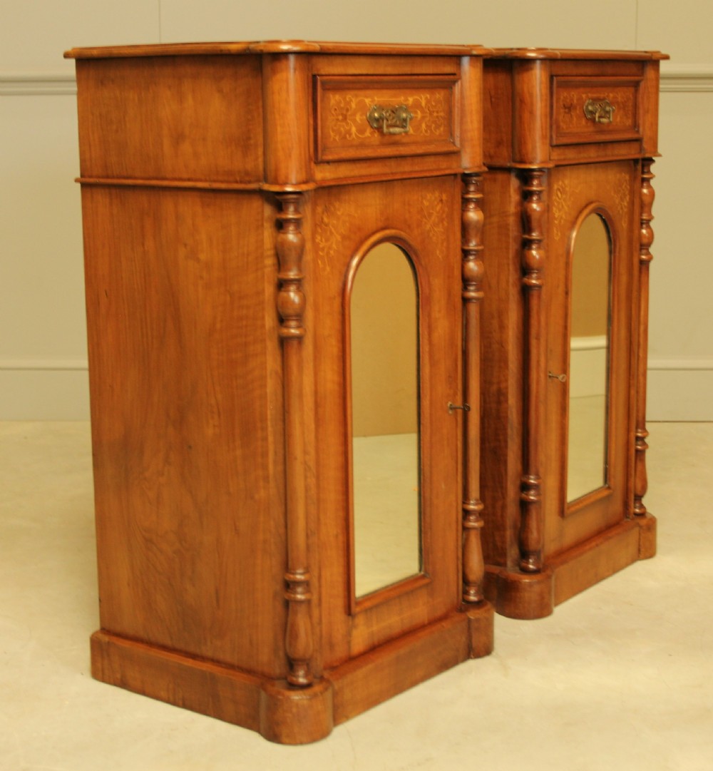 A LARGE PAIR OF WALNUT VICTORIAN BEDSIDE CABINETS View III