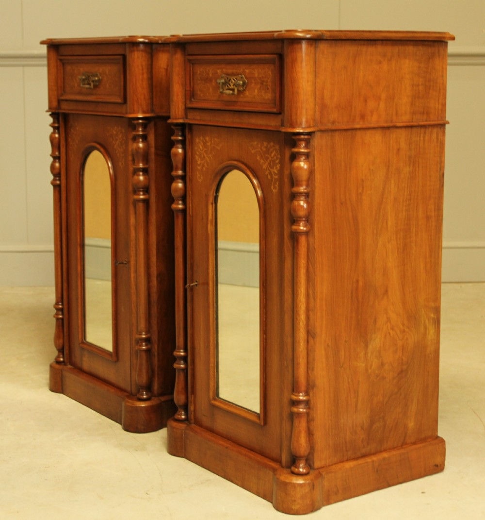 A LARGE PAIR OF WALNUT VICTORIAN BEDSIDE CABINETS View IV