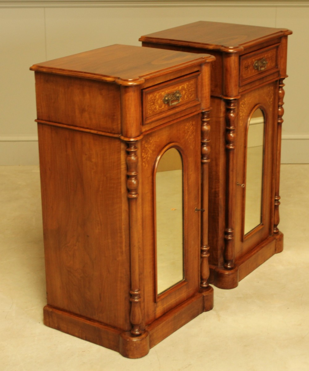 A LARGE PAIR OF WALNUT VICTORIAN BEDSIDE CABINETS View V