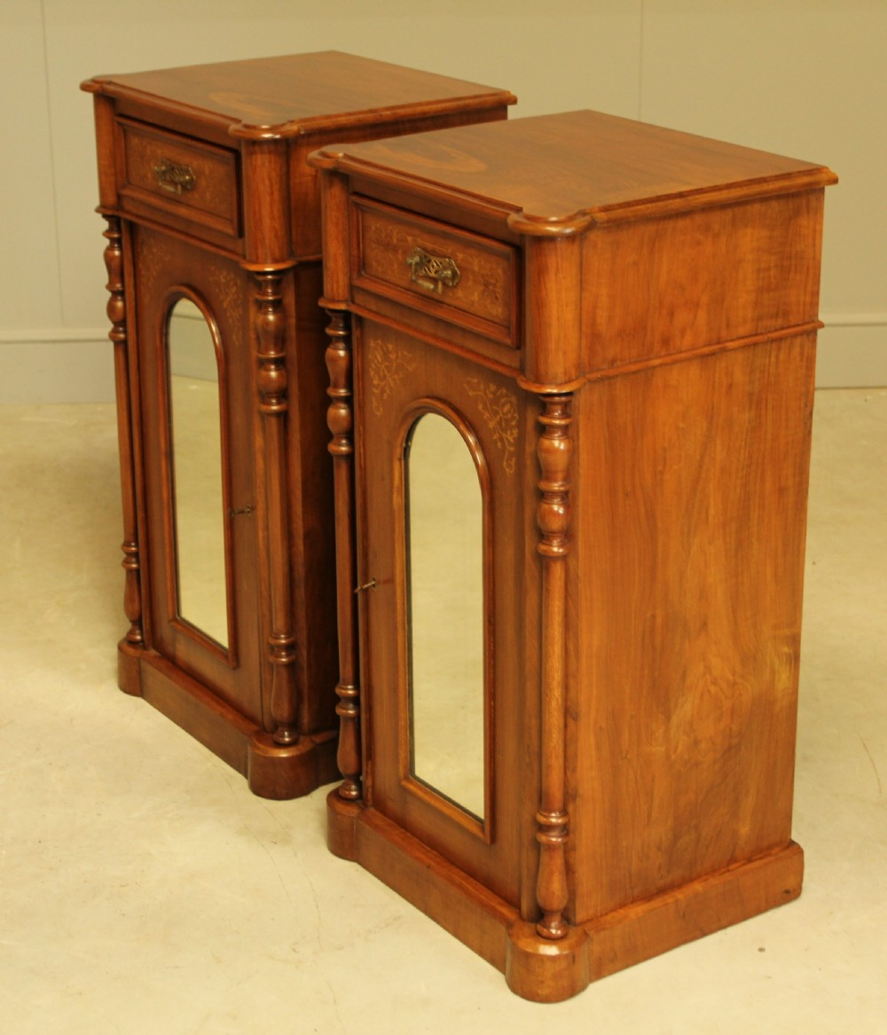 A LARGE PAIR OF WALNUT VICTORIAN BEDSIDE CABINETS View VI