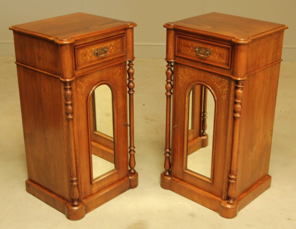 A LARGE PAIR OF WALNUT VICTORIAN BEDSIDE CABINETS View VII