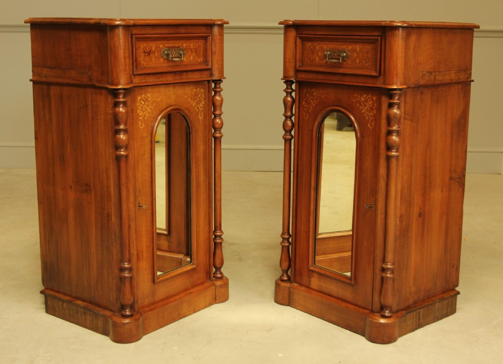 A LARGE PAIR OF WALNUT VICTORIAN BEDSIDE CABINETS View VIII