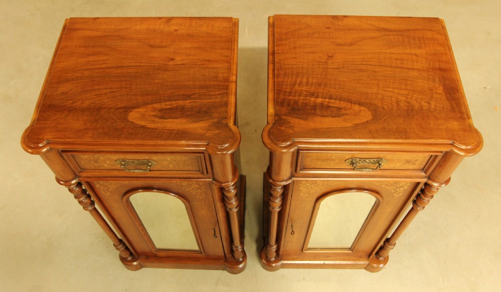 A LARGE PAIR OF WALNUT VICTORIAN BEDSIDE CABINETS View IX