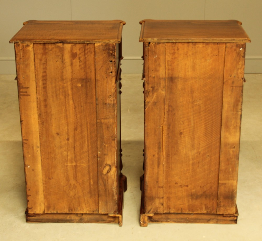 A LARGE PAIR OF WALNUT VICTORIAN BEDSIDE CABINETS View XI