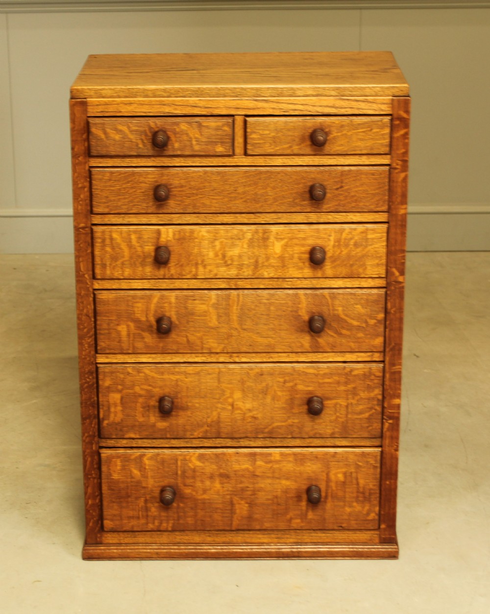 An early 20th century solid oak Printers chest  View II