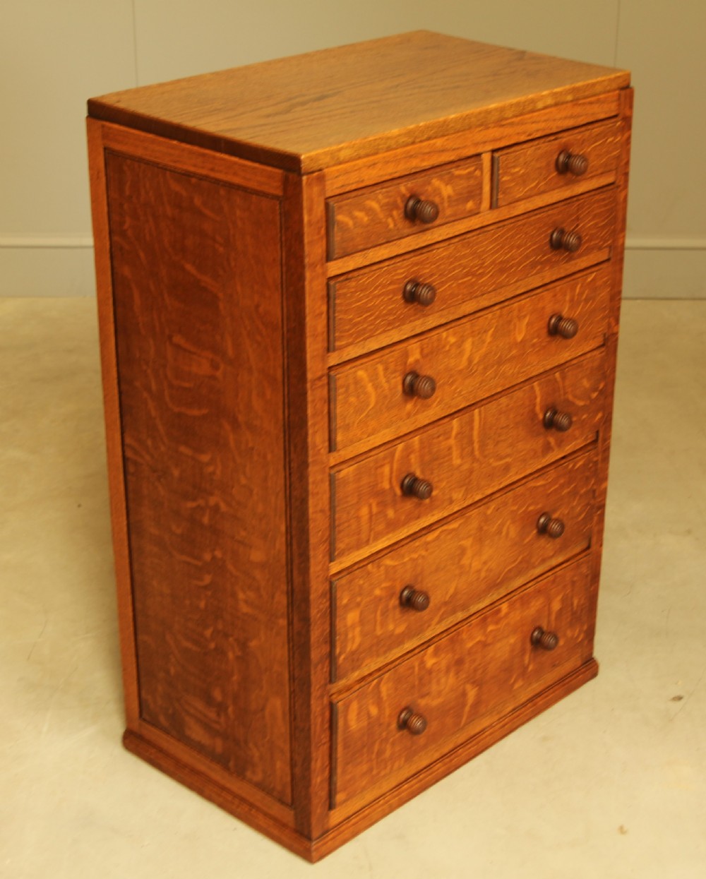 An early 20th century solid oak Printers chest  View VI