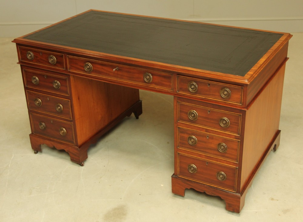 A VICTORIAN MAHOGANY TWIN PEDESTAL DESK View V