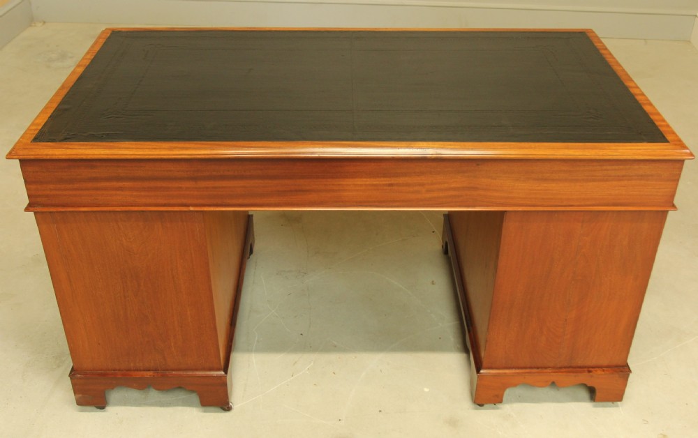 A VICTORIAN MAHOGANY TWIN PEDESTAL DESK View IX