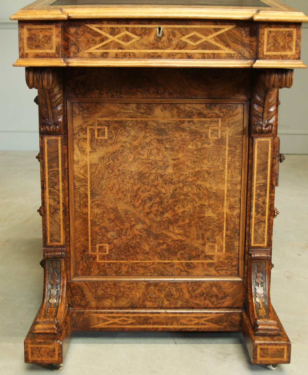 A Victorian burr walnut Davenport View IX