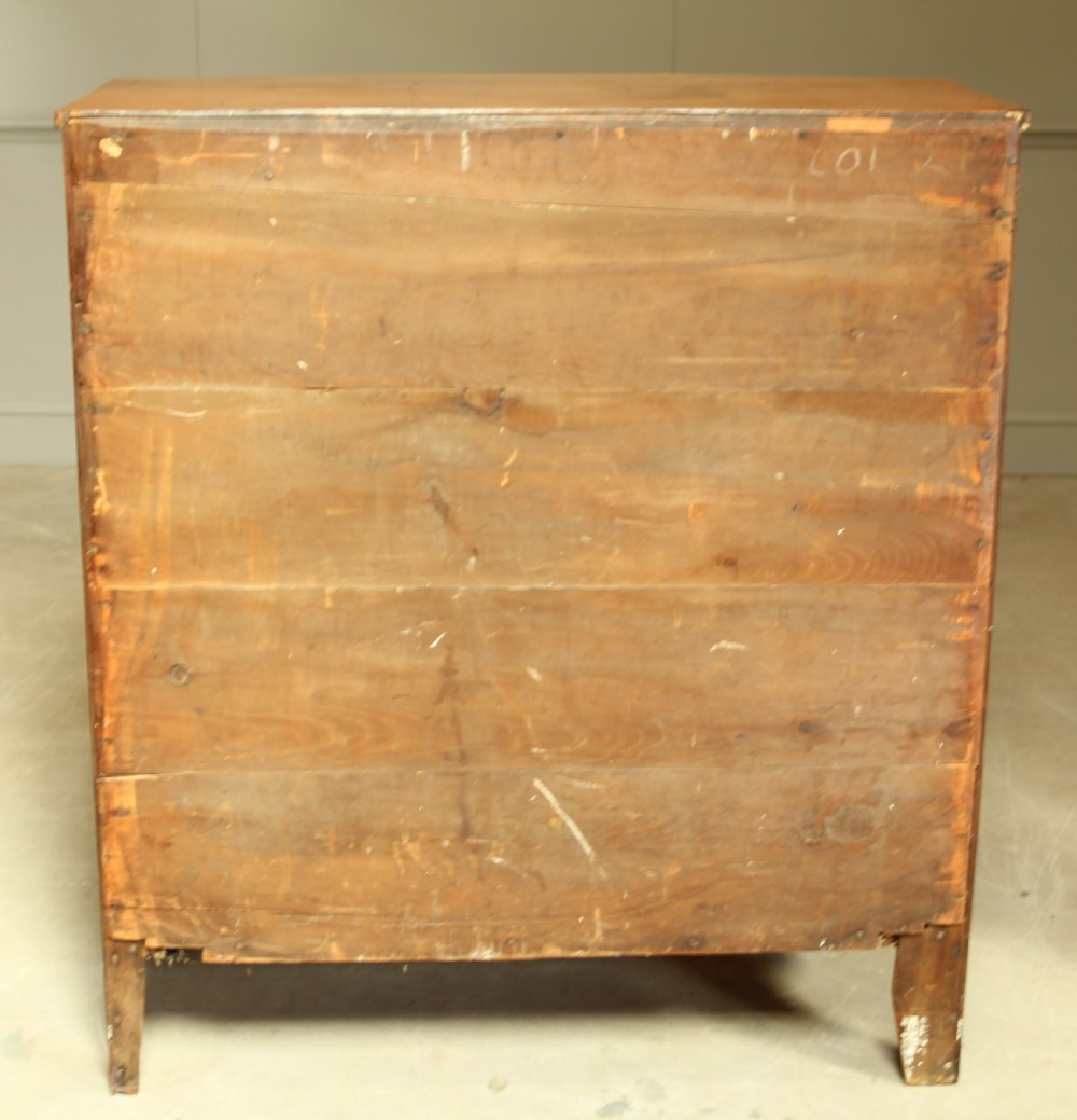 A VICTORIAN MAHOGANY BOW FRONTED CHEST OF DRAWERS. View XI