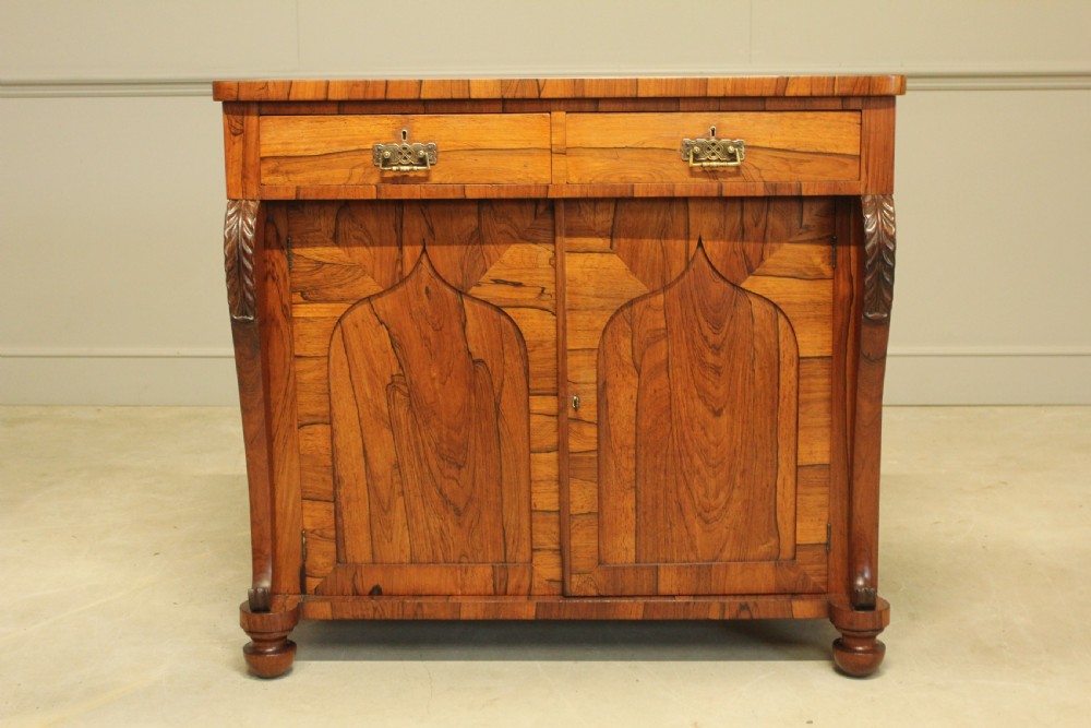 A VICTORIAN ROSEWOOD TWO DOOR SIDEBOARD