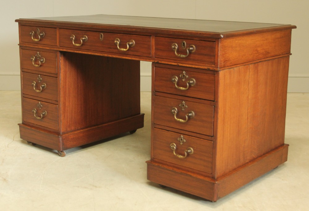 A VICTORIAN MAHOGANY TWIN PEDESTAL DESK View III