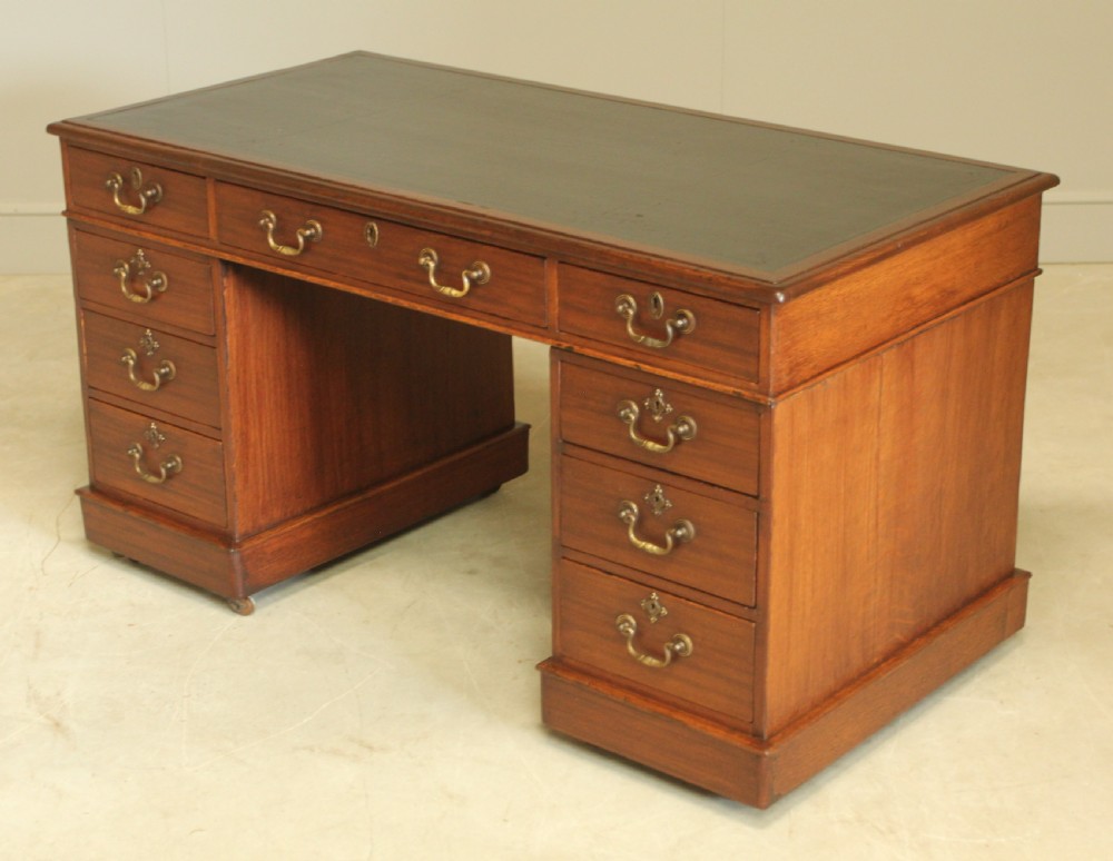 A VICTORIAN MAHOGANY TWIN PEDESTAL DESK View IV